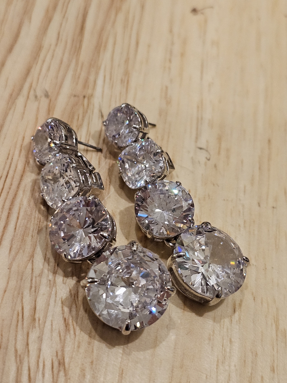 Crystal Drop Earrings in Silver